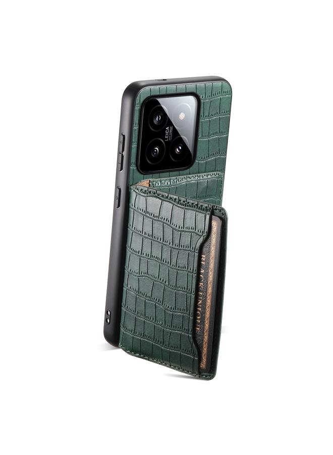 إيروريكس جراب لهاتف Xiaomi 14 بتصميم حقيبة بطاقات من نسيج التمساح مع تغطية كاملة - Image 3