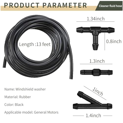 Tesnaao 30 PCS Car Windshield Washer Hose Kit 131Ft Washer Fluid Hose Ttype Ytype Itype Hose Connector Connect Water Pump and Nozzle Mounting Kit Universa Replace Accessories for Car Black - Image 3