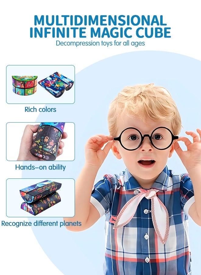 GROIC 2 PCS Rubik's Cube Combo, Infinity Fidget Toy, Magnets Transforms 3D Geometric Space Dinosaur Pattern Hand-Held Magic Toys Finger Spinner - Image 2