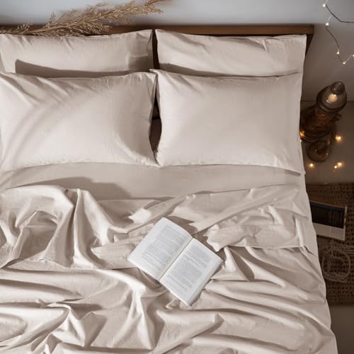 LBRO2M 100 Pure Linen Sheet Set Deep Pocket Up to 16 Bed Sheets Sets Natural Flax Beddings Soft Breathable Comfortable for All Seasons 6 Pcs Sheet Set Queen Size Linen - Image 1