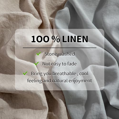 LBRO2M 100 Pure Linen Sheet Set Deep Pocket Up to 16 Bed Sheets Sets Natural Flax Beddings Soft Breathable Comfortable for All Seasons 6 Pcs Sheet Set Queen Size Linen - Image 3