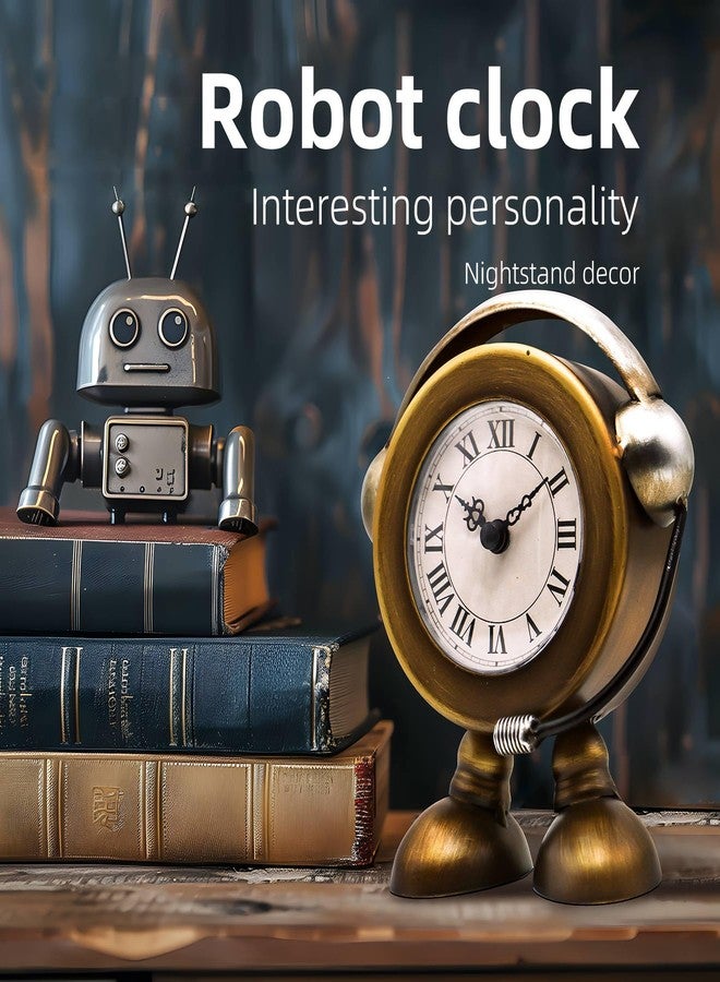 YOUKI Metal Robot Table Clock,Desk Shelf Clocks - Image 5