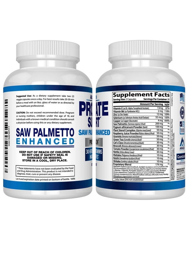 Arazo Nutrition - Prostate Supplement Saw Palmetto + 30 Herbs Reduce Frequent Urination Reduce Hair Loss Support Stamina Single Homeopathic Herbal Extract Health Supplements Capsule Or Pill - Image 1