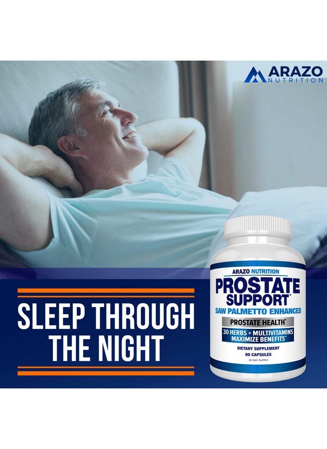 Arazo Nutrition - Prostate Supplement Saw Palmetto + 30 Herbs Reduce Frequent Urination Reduce Hair Loss Support Stamina Single Homeopathic Herbal Extract Health Supplements Capsule Or Pill - Image 1