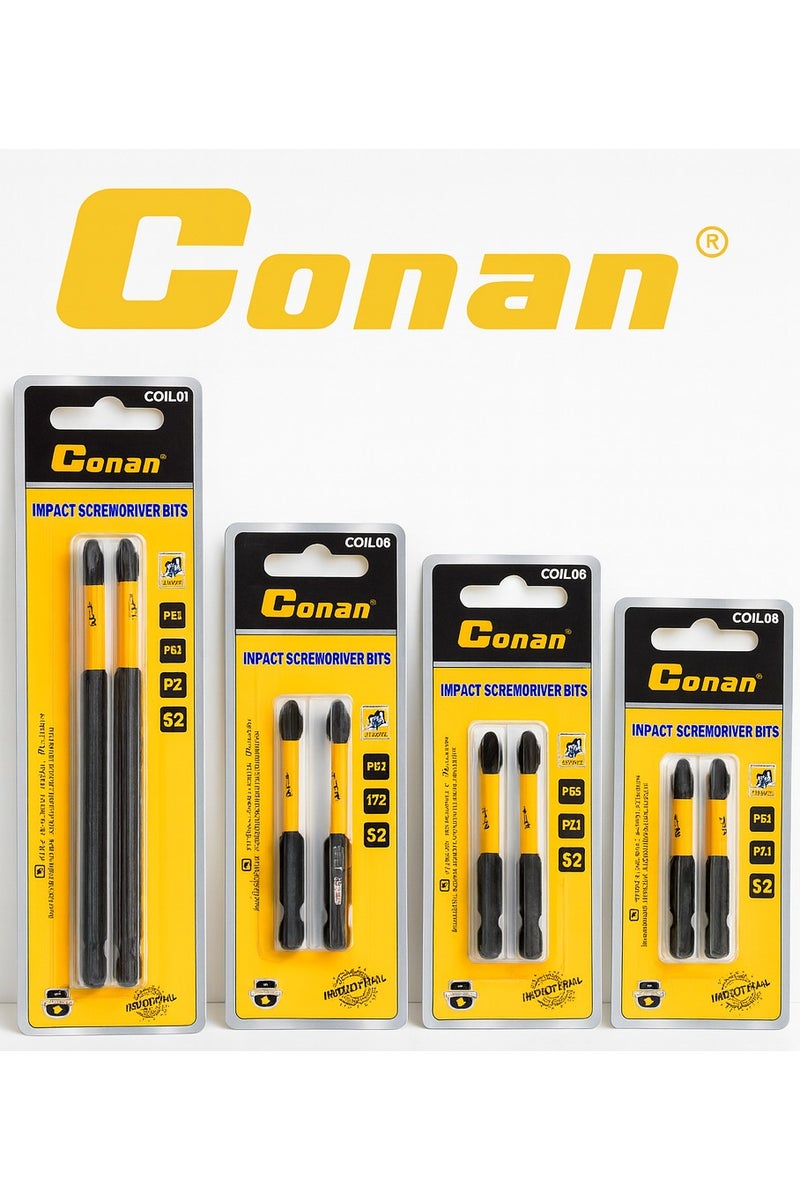 Conan 4-Pack Professional Drill Screwdriver Bits Set – 8 Pieces – PH2 Phillips Heads – Multiple Lengths (50mm, 65mm, 70mm, 127mm) – S2 Steel – Compatible with Electric Screwdrivers & Maintenance Work. - Image 1
