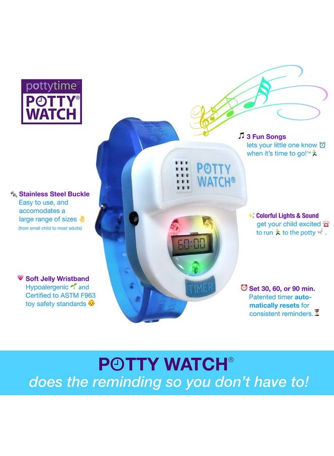 POTTY TIME Potty Watch for Kids Potty Training - Potty Training Watch with 3 Fun Flashing Lights and Music - Water-Resistant Watch - Potty Watch Remind Kids Every 30, 60 or 90 Minutes - Blue - Image 2
