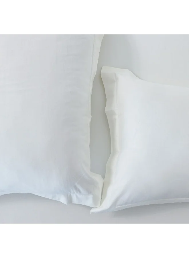 DANUBE HOME Bliss 2 - Pieces Cotton Pillow Case Set - White - 50x75 cm | 100% Cotton - 144 Thread Count Decorative Throw Pillowcase Set For Couch Sofas