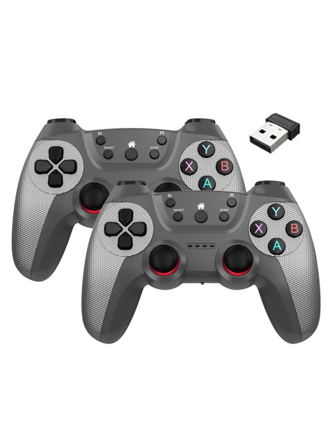 2.4g Wireless Game Controller Dualshock Supports Android Usb Tv Computer Double Player Handle For Tv Computer-Product Color:Elegant Silver (double) - With Packaging