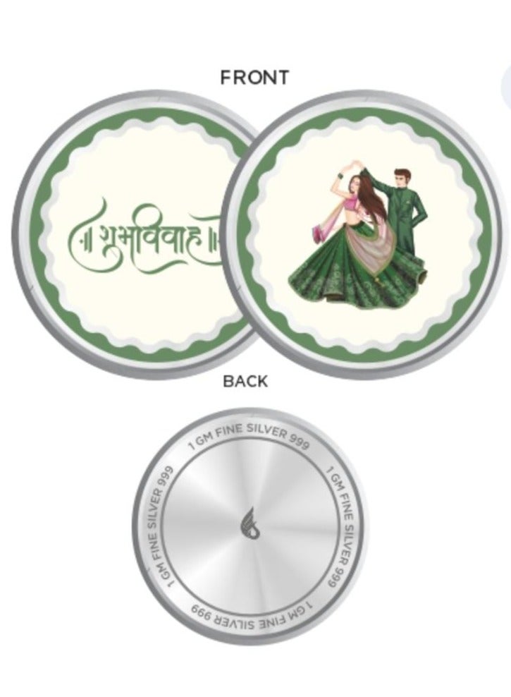 KHUSHBOO JEWELS 2 GRAMS SILVER SHUBHVIVAH SHAGUN COIN - Image 3