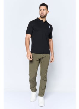 Maserati Men Regular Fit Embroidered Logo Short Sleeves Polo Shirt, Black  - Image 4