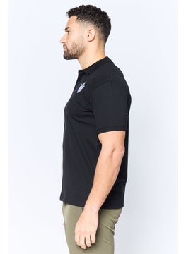 Maserati Men Regular Fit Embroidered Logo Short Sleeves Polo Shirt, Black  - Image 2