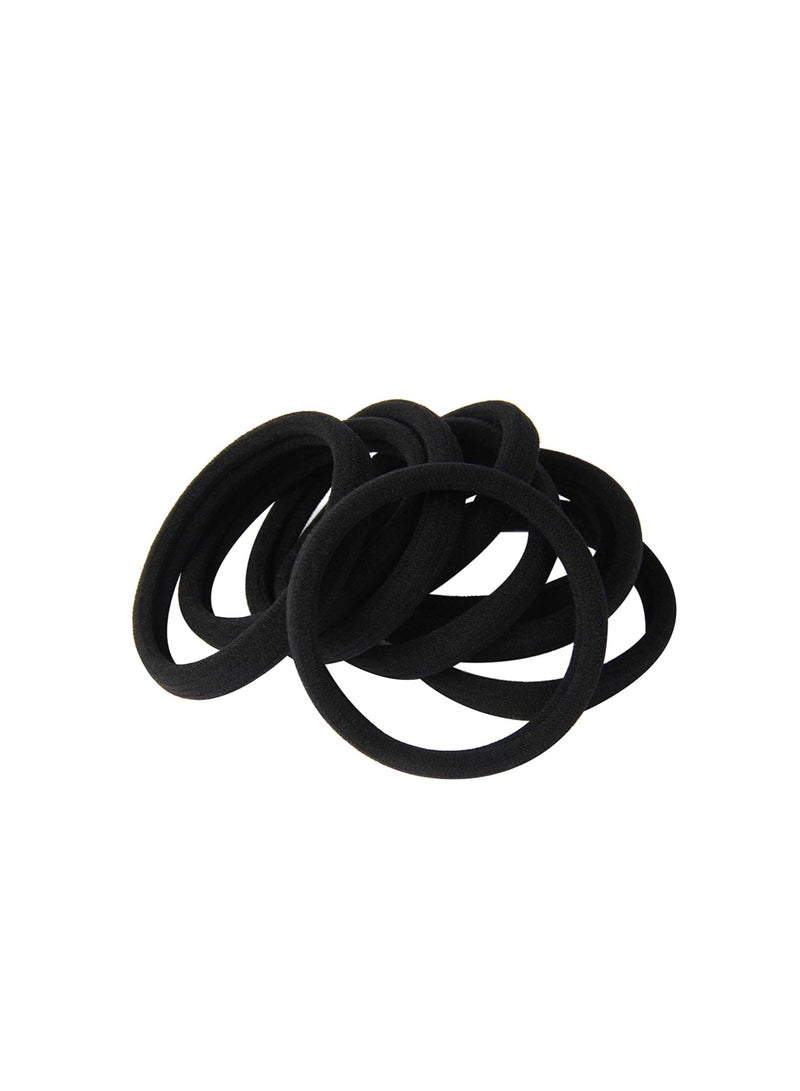 طقم ربط شعر مطاطي نسائي – 12 قطعة باللون الأسود - Image 1
