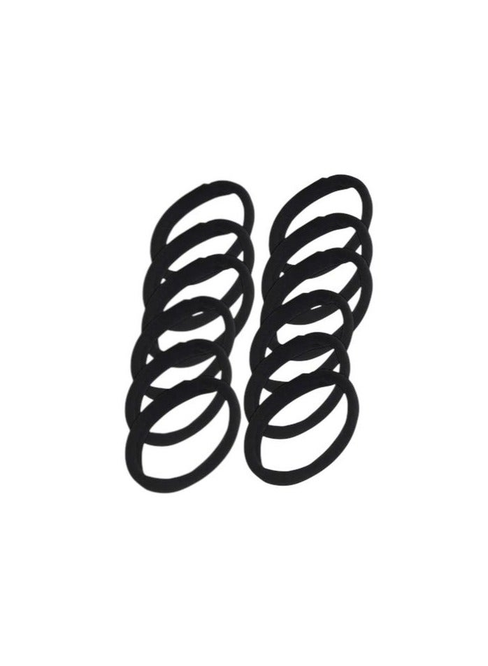 طقم ربط شعر مطاطي نسائي – 12 قطعة باللون الأسود - Image 3