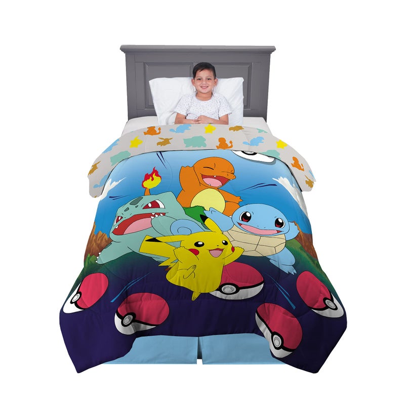 Franco Franco Kids Bedding Super Soft Microfiber Reversible Comforter TwinFull Pokemon 
