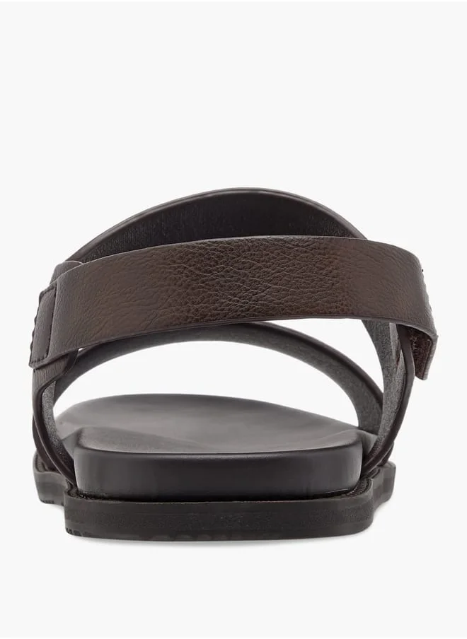 لو كونفورت Men's Textured Sandals with Hook and Loop Closure