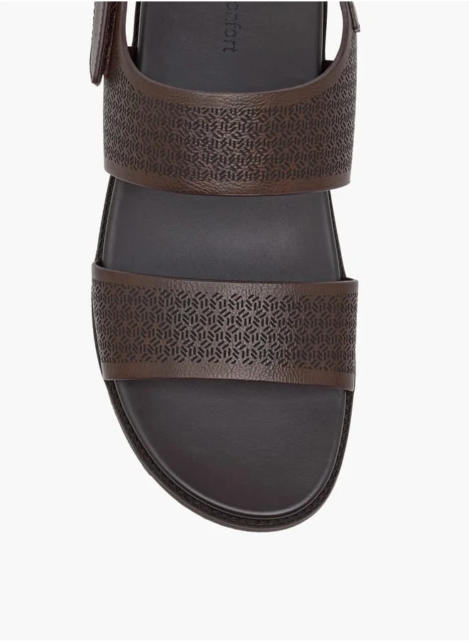 لو كونفورت Men's Textured Sandals with Hook and Loop Closure