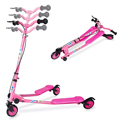 AODI Kids Swing Scooter 3 Wheels Drifting ScooterWiggle Scooters with Adjustable Height Foldable for BoysGirlAges 512 Years - Image 1