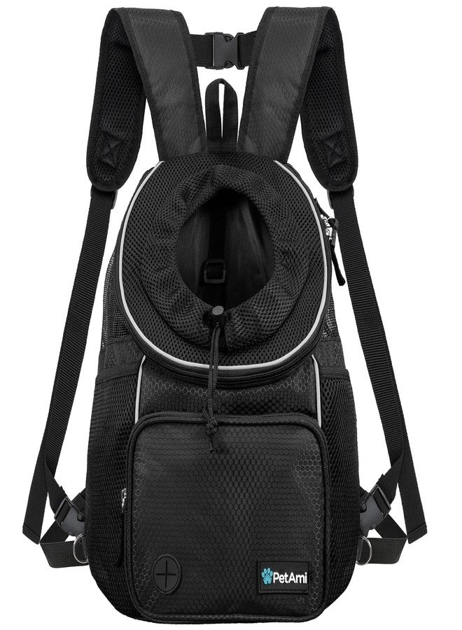 PetAmi Adjustable Dog & Cat Chest Carrier Backpack, Ventilated for Hiking, Camping & Travel, Max 10 lbs, Black - Image 1
