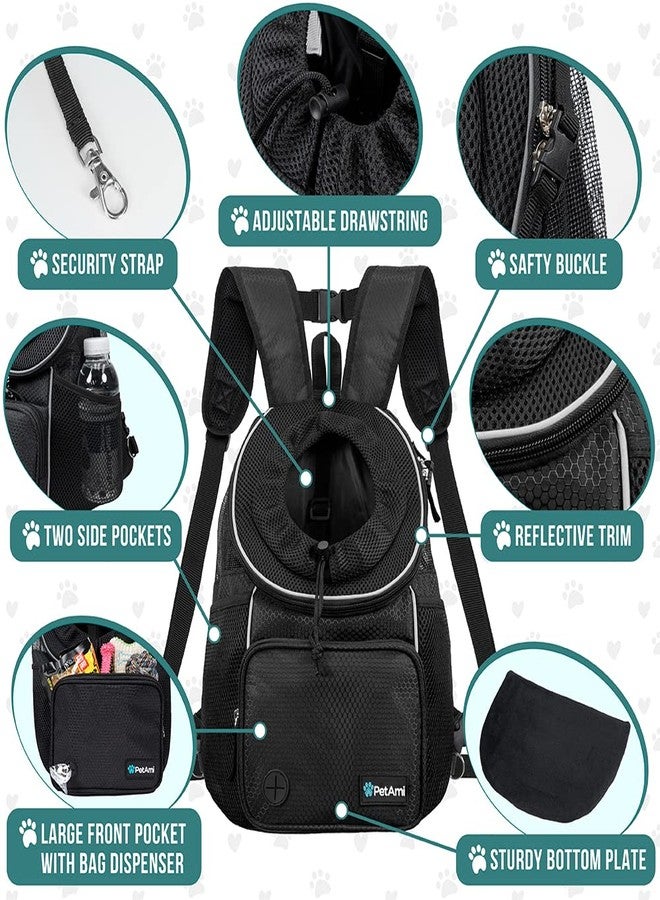 PetAmi Adjustable Dog & Cat Chest Carrier Backpack, Ventilated for Hiking, Camping & Travel, Max 10 lbs, Black - Image 4