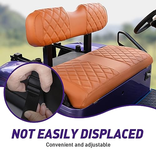 NOKINS Golf Cart Diamond Seat Covers Kit, Fit for EZGO TXT 1994-2013/EZGO RXV OEM Standard Front Seat Cushion, Golf Cart Vinyl Seat Cover, No Nails Required (All Brown) - Image 5