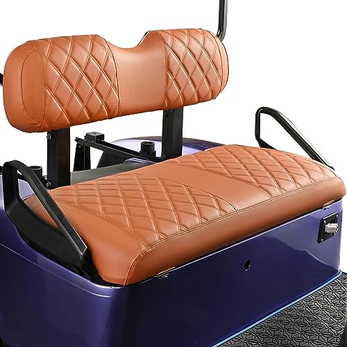 NOKINS Golf Cart Diamond Seat Covers Kit, Fit for EZGO TXT 1994-2013/EZGO RXV OEM Standard Front Seat Cushion, Golf Cart Vinyl Seat Cover, No Nails Required (All Brown) - Image 1