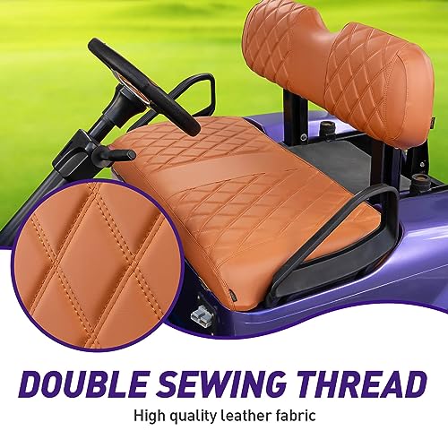 NOKINS Golf Cart Diamond Seat Covers Kit, Fit for EZGO TXT 1994-2013/EZGO RXV OEM Standard Front Seat Cushion, Golf Cart Vinyl Seat Cover, No Nails Required (All Brown) - Image 4