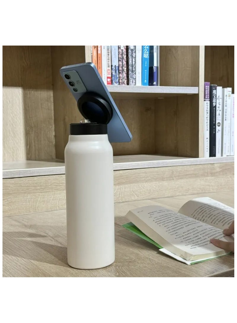 Insulated Water Bottle for iPhone/Android Magnetic Phone Mount Stainless Steel Water Bottle w/Magnetic Phone Mount - Stainless Steel Water Bottle w/Tripod Phone Holder  - Image 2