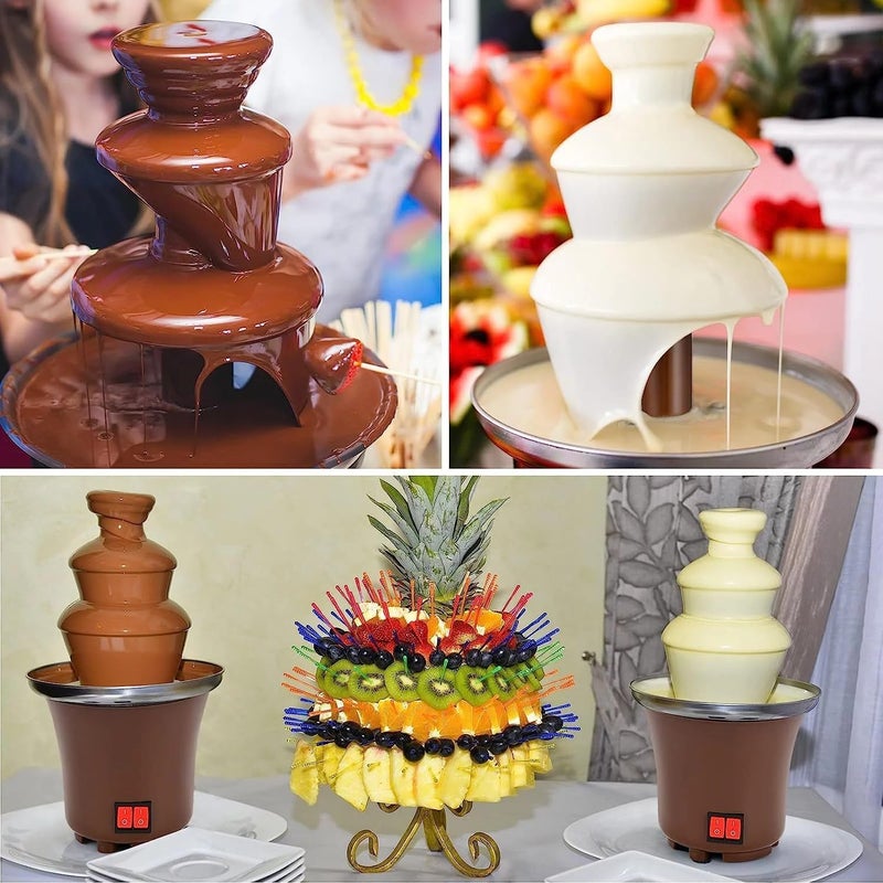 Riona store Riona store 3 Tiers Chocolate Fountain Fondue Machine with Hot Melting Pot Base Great for Parties Weddings Pudding Cookie Fruit Dipping Butter 1 pcs  - Image 4