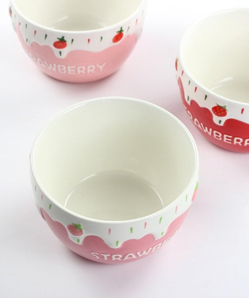 yaocoral 2 Pack 16 OZ Large Ceramic Candy Bowl Strawberry Candy Dish Cute Ceramic Bowls for DessertSnackFruitYogurtCerealIce CreamSaladSoupMicrowave Safe - Image 5
