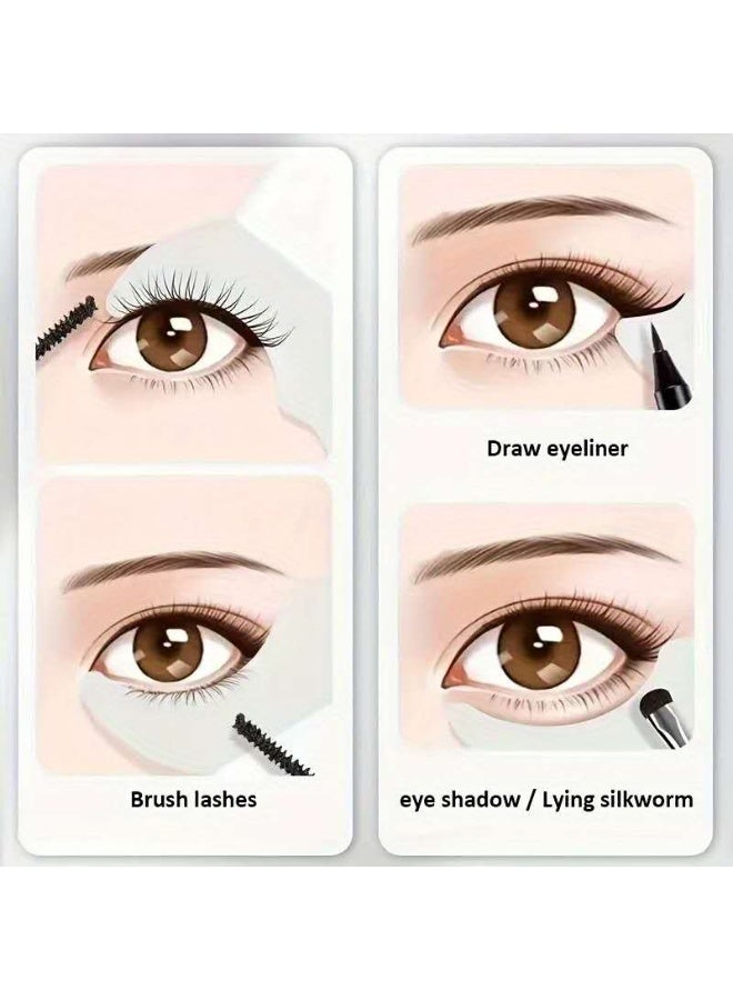 Generic Multi functional Eye Makeup Stencil Mascara Shield Guard Applicator Eyelash Pads Eyeliner Eyeshadow Applicator Aid Tool Reusable Eyeliner Eyeshadow Guide Tool for Women, Beginners - Image 4