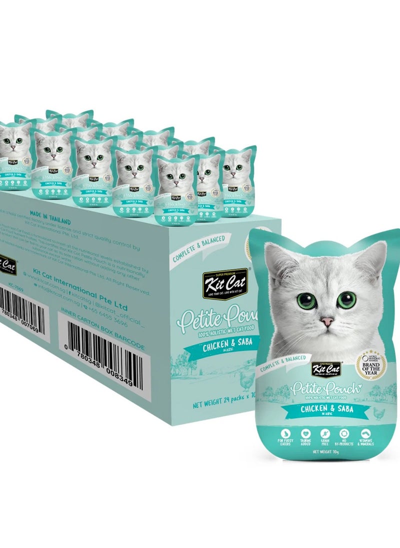 Kit Cat Kit Cat Petite wet food Pouch 70g – Chicken & Saba 24pcs  - Image 1