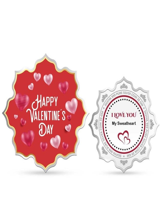 Silviya BIS Hallmarked Valentine's Day Special 999 Pure Silver Coin (20 Gram) - Romantic Gift for Her - Wife - Girlfriend - With Certificate of Authenticity - Image 1