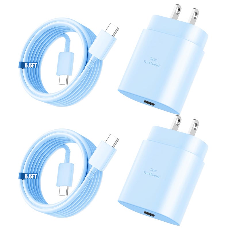 Vilive Super Fast Charger Type C, 25W USB C Wall Charger Fast Charging for Samsung Galaxy S26 Ultra/S26/S26+/S25 Ultra/S25/24 Ultra/S24/S23 Ultra/S22 Ultra with 6.6FT Long Android Type C Charger Cable 2Pack - Image 1