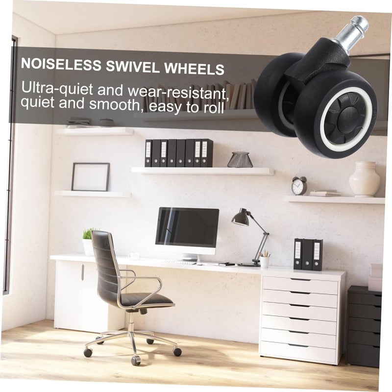 5PCS TPR Dual Swivel Casters Noiseless Furniture Wheels with Precision Bearings for Office Chair Hardwood Tile Floors - Image 4