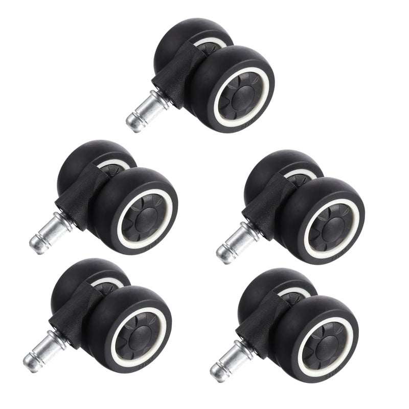 5PCS TPR Dual Swivel Casters Noiseless Furniture Wheels with Precision Bearings for Office Chair Hardwood Tile Floors - Image 1