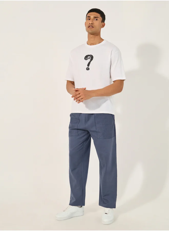 Styli Styli Relaxed Fit Reverse Pocket Open Hem Terry Joggers