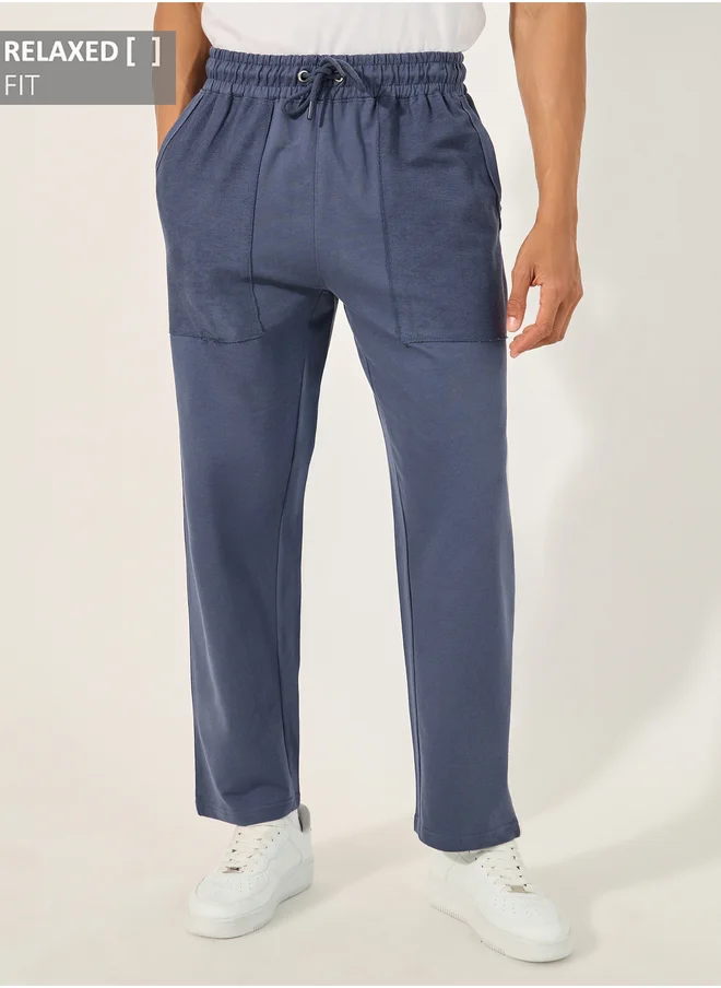 Styli Styli Relaxed Fit Reverse Pocket Open Hem Terry Joggers