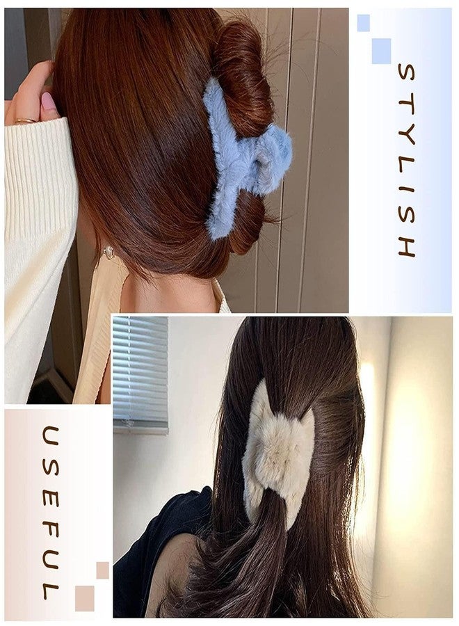 MADHYA 4 PCS Fur Claw Clips for Women, Hair Clip, 11cm Fuzzy Claw Clips for Thick Hair, Cute Fuzzy Clip for Women Girls, Soft Hair Clips, Strong Hold Big Non-Slip Hair Catch Barrette Jaw Clamp - Image 5