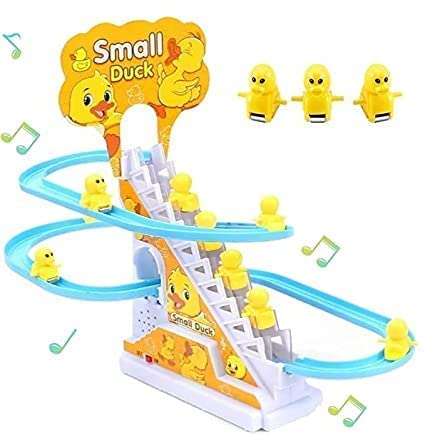 BELOXY Kid Duck Slide Set, Automatic Stair-Climbing Ducklings Cartoon Race Track With Lights and Music, Funny Escalator Toy, Multicolor - Image 1