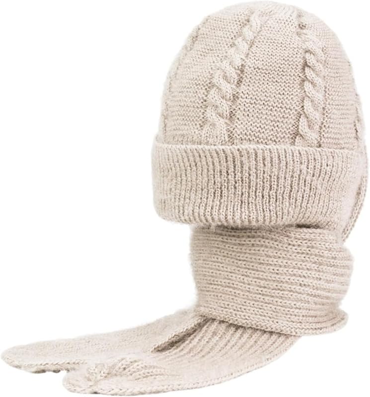 Richmen Winter Hooded Scarf Hat for Women Soft Knitted Beanie Hats Skull Pompom Cap for Ladies Winter 2 in 1 Scarfs Set for Girls Free Size - Image 4