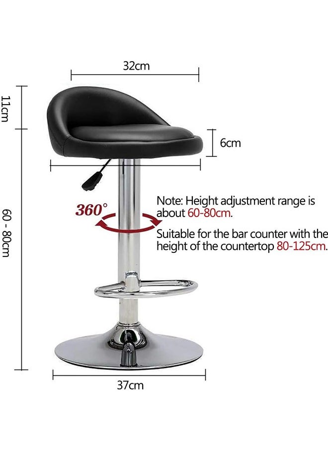 Generic PU Leather Bar Stool with Back Rest Height Adjustable Swivel Pub Chair Home Kitchen Bar stools Backless Stool with Footrest  - Image 2