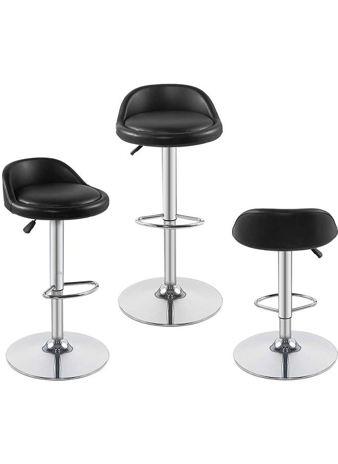 Generic PU Leather Bar Stool with Back Rest Height Adjustable Swivel Pub Chair Home Kitchen Bar stools Backless Stool with Footrest  - Image 3