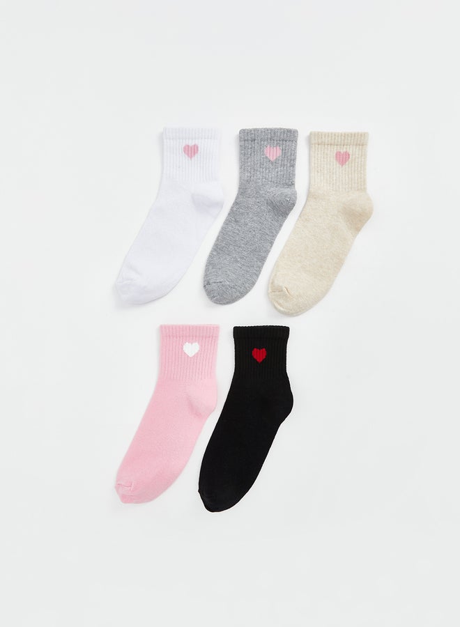 LC WAIKIKI Girls' Patterned Ankle Socks 5 Pack - Image 1