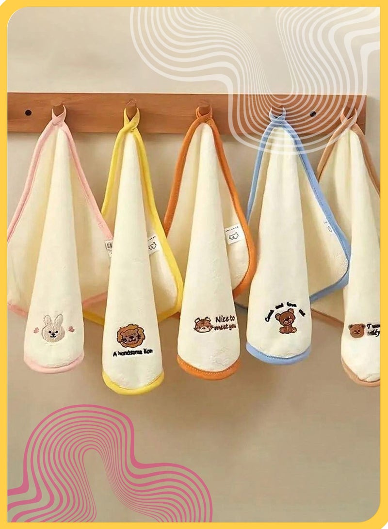 شي آند ليتل ٥ قطع مناشف وجه قطنية للرضع، مناشف فائقة النعومة، سريعة الجفاف، عالية الامتصاص، لا تترك وبر، متعددة الاستخدام كمنشفة وجه أو مريلة أو منشفة استحمام (٢٥.٤x٢٥.٤ سم) - Image 5