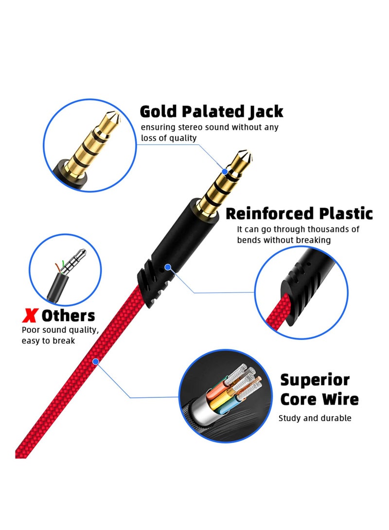 SYOSI Cable Adapter for Logitech Astro A10 Gaming Headset Cable Replacement with Volume Control Also for A40/ A40TR Gaming Headset and for Xbox One/ PS4 Controller Long 2m, Red - Image 5