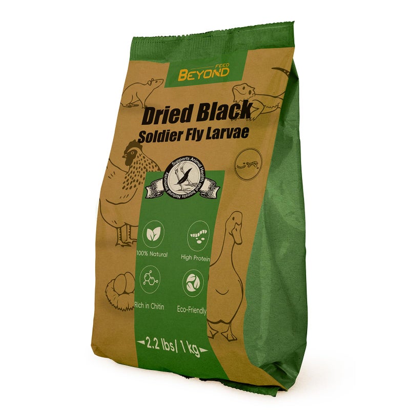 BeyondFeed™ 2.2lbs Dried Black Soldier Fly Larvae - Nutrient-Rich, Sustainable Feed for Chickens, Ducks, Birds, Reptiles, Fish, Hamster, Turtles and More (2.2lbs/1kg Package) - Image 1