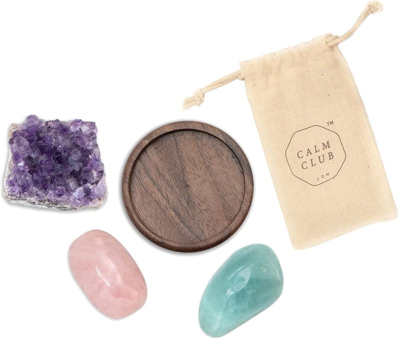 Luckies of London Ltd Calm Club | Healing Crystals | Calming Crystals and Healing Stones | Chakra Crystals & Meditation Accessories | Spiritual Gifts for Women | Includes Rose Quartz Crystal, Aquamarine & Amethyst Geode