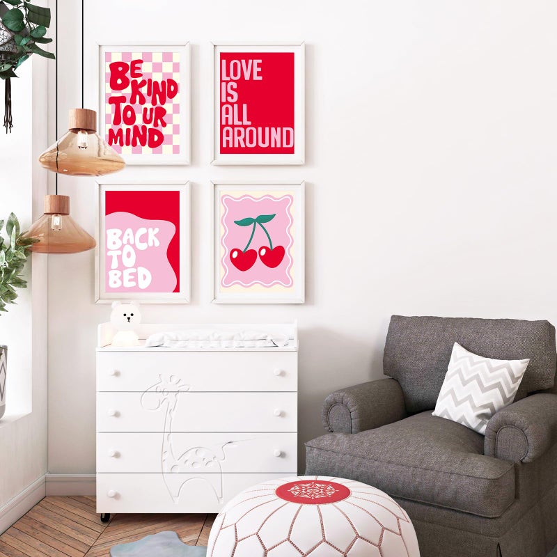 FYSUIMU Strawberry Wall Art Prints Coquette Strawberry Flower Sweet Room Decor - 8 x 10 Inch - Pink Red Fruit Cherry Unframed Wall Arts Posters for Home Bedroom Living Room Dorm, 6 Sheets - Image 4