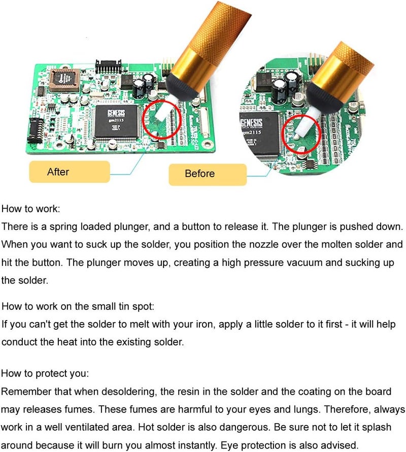 Lampvpath (Pack of 4) All Aluminum Alloy Solder Sucker Desoldering Pump, Vacuum Solder Sucker Removal Tool for Desoldering - Image 3