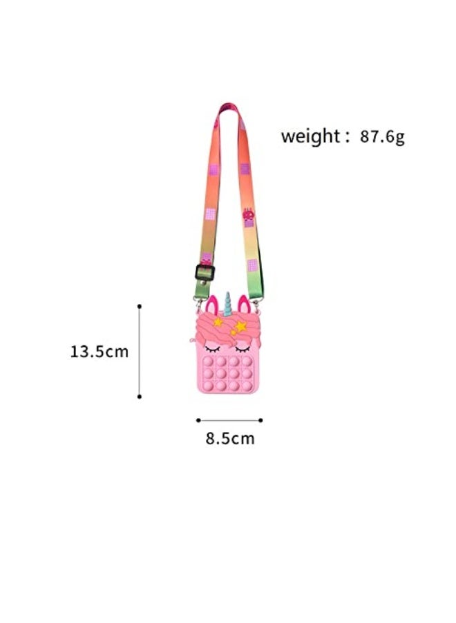Tirdkid Gifts for Kids 4 Packs Unicorn Purses Fashion Fidgets Fashion Pop Purse Push Bubbles Fidget Toy Rainbow Unicorn Purse Wallet Ladies Bag Silica Dimple Crossbody Bags - Image 4